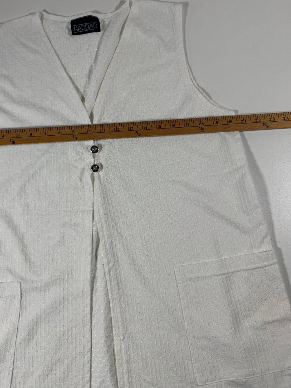 Vintage Haddad White Textured Swim Cover Up Tunic Beach Resort Sleeveless - Picture 5 of 9